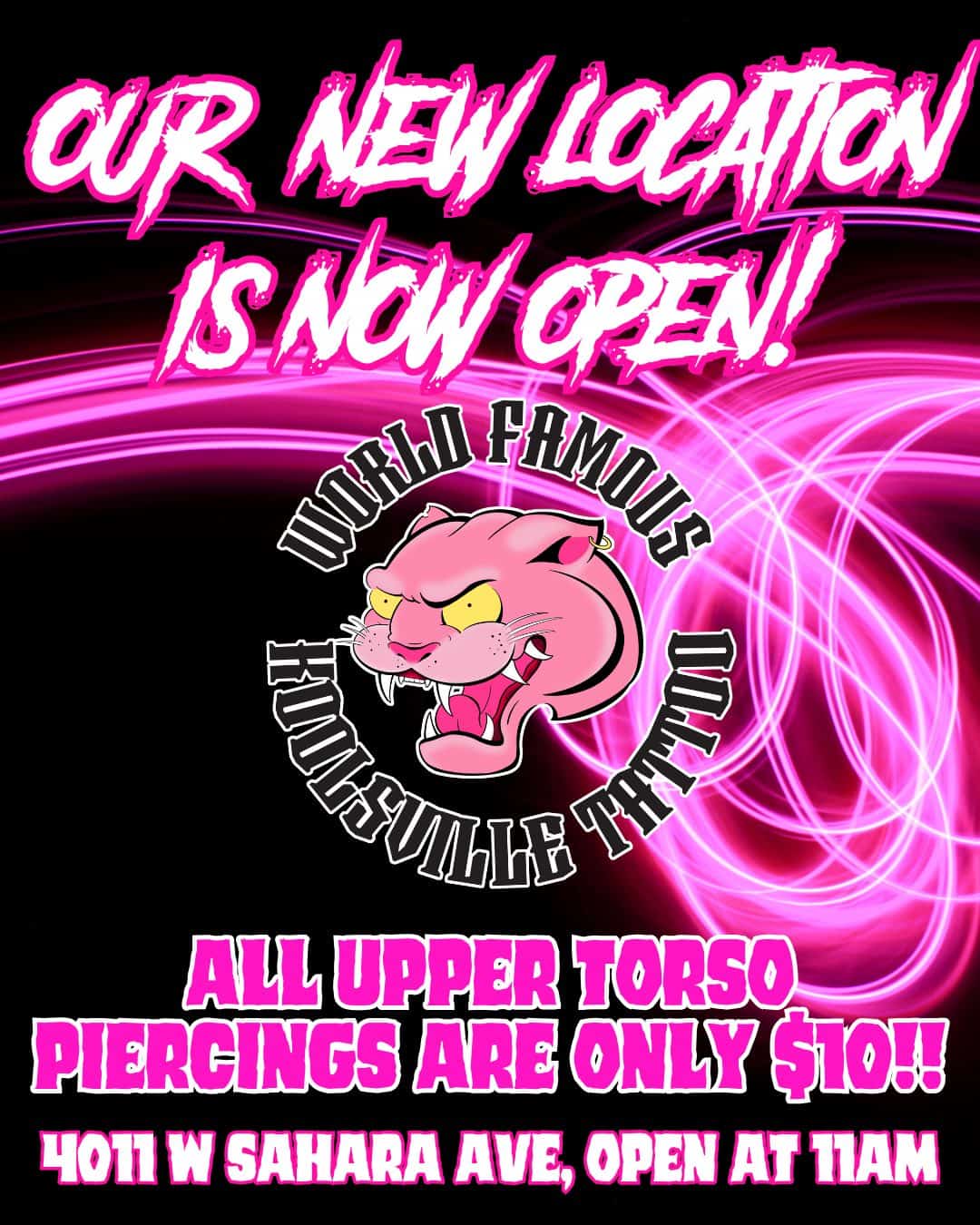 Our new location is now open at Koolsville Tattoo 4011 W. Sahara, Las Vegas, NV. Come see us today. 